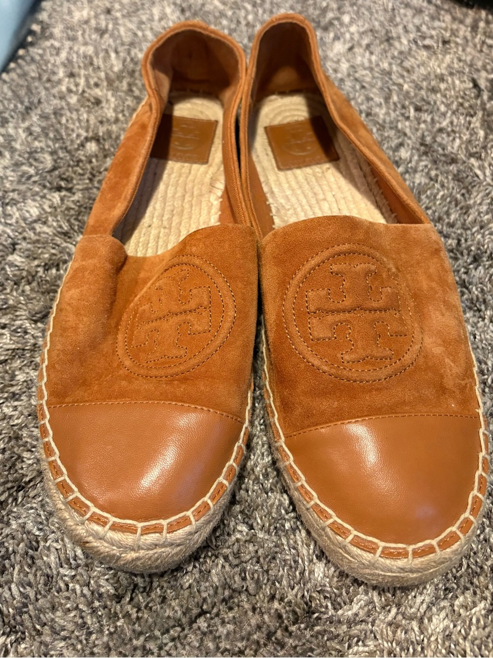 Tory Burch Tan Suede & Leather Espadrille Flats
